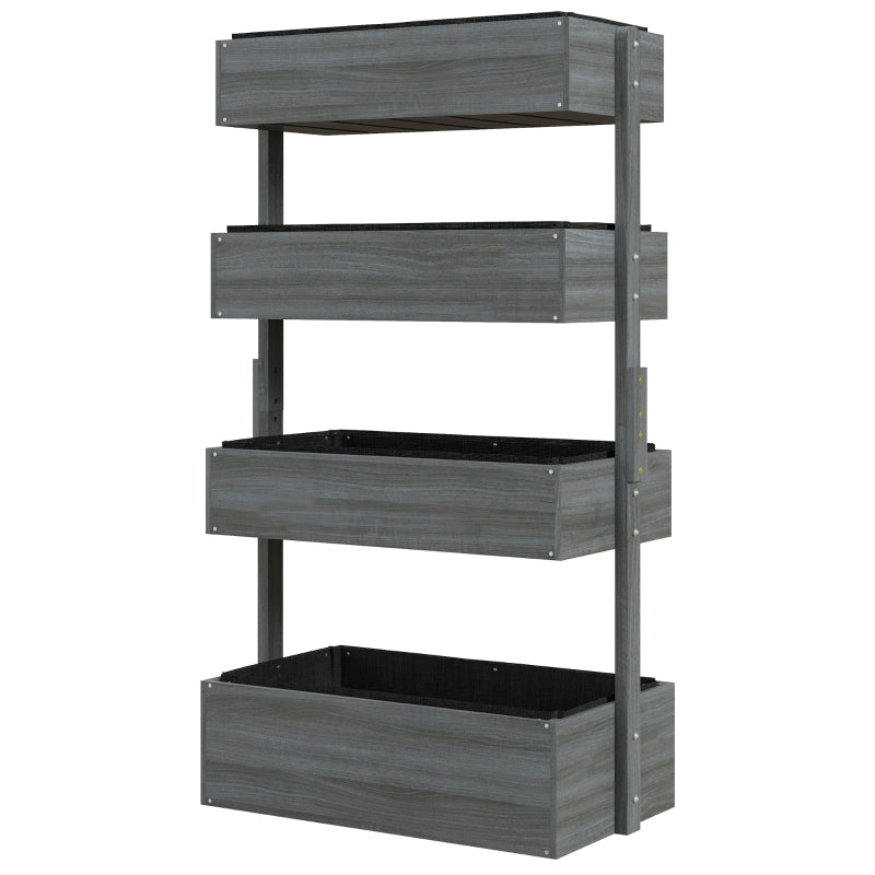 Grey Four-Tier Wooden Plant Stand
