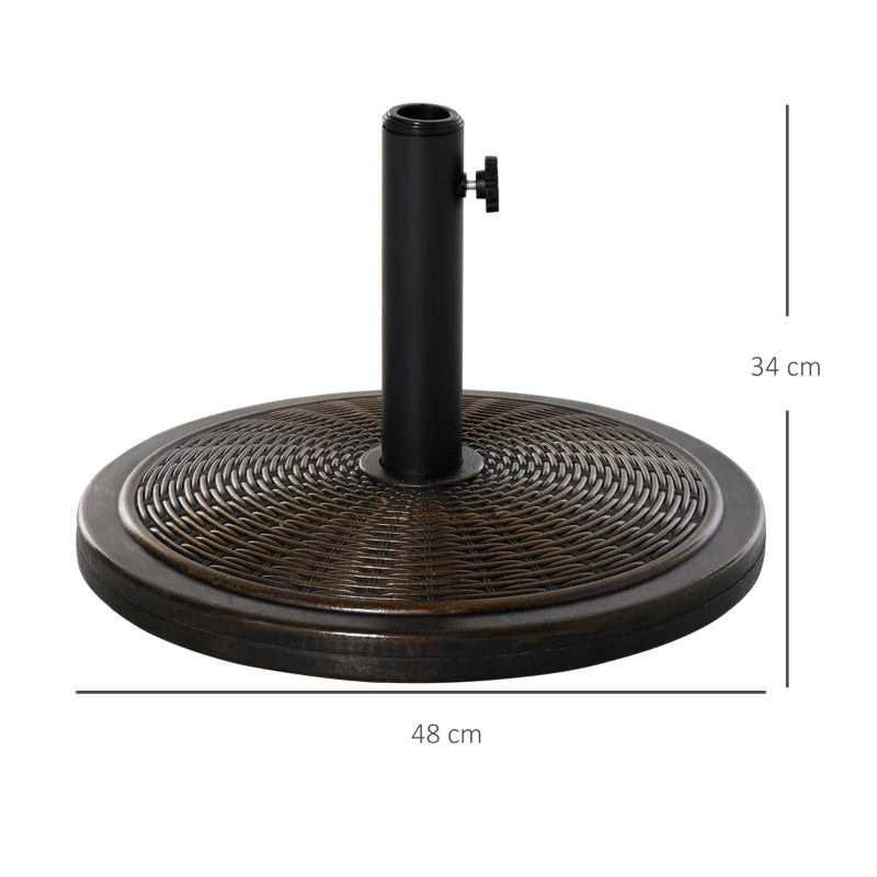 Black Cement Garden Parasol Base Holder - Fits 35mm/38mm/48mm Poles