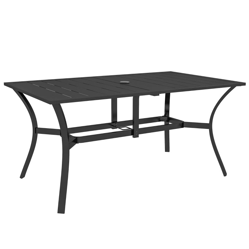Black Steel Frame Garden Dining Table, 150cm x 90cm