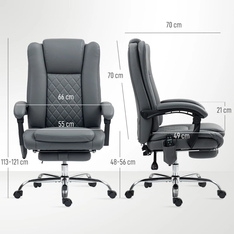 Executive Office Chair with 6-Point Massage & Heat - Ergonomic Light Grey Comfort for Home & Office
