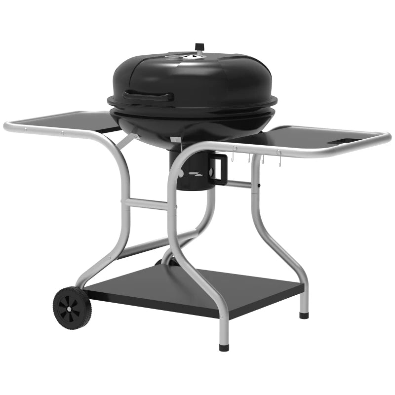 Portable Black Charcoal BBQ Grill with Wheels