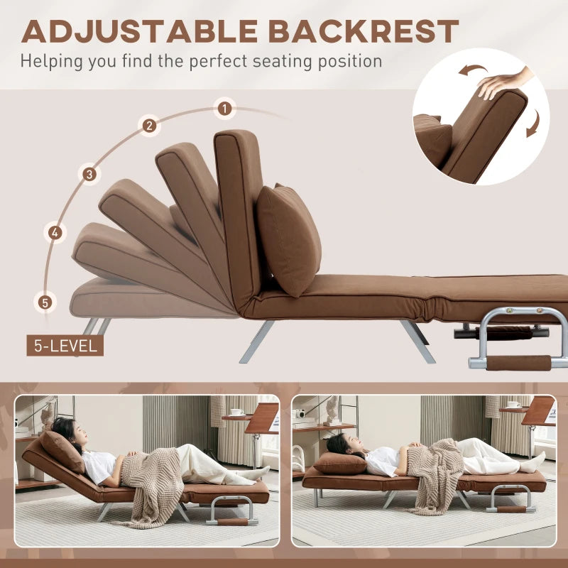 Versatile 4-in-1 Faux Suede Chair Bed in Coffee Colour for Ultimate Comfort and Style