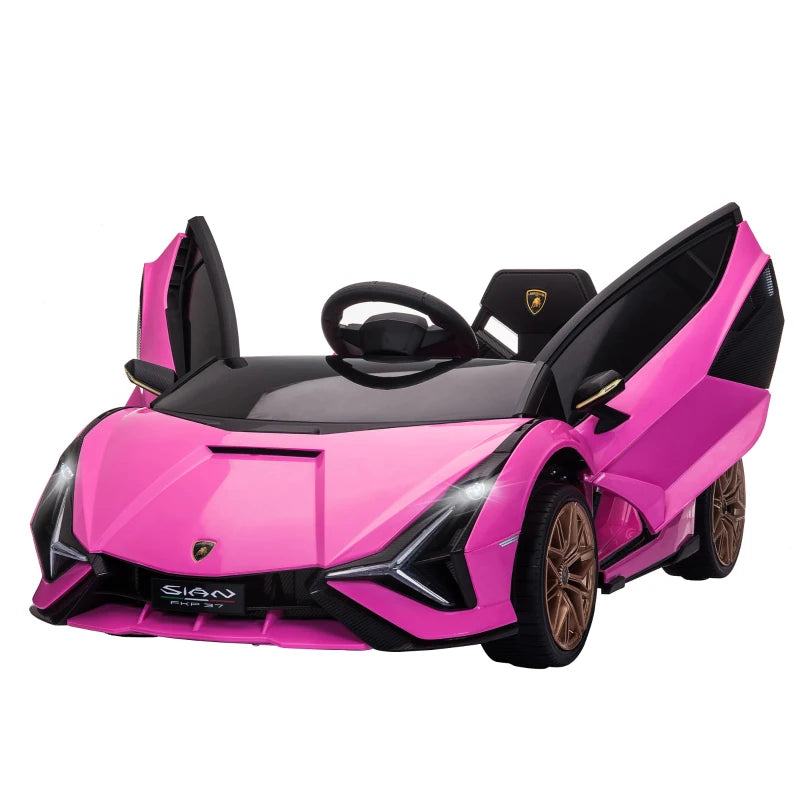 Lamborghini Sian 12V Electric Car for Kids - Licensed Toy with Remote Control, Music, Lights & MP3 - Pink, Ages 3-5