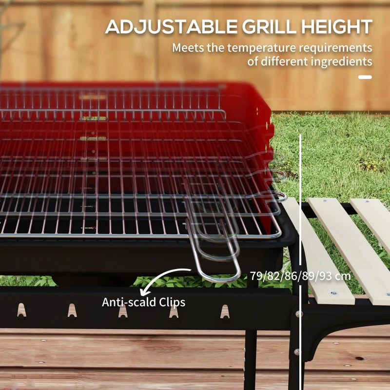 Red Charcoal BBQ with Adjustable Grill Grate