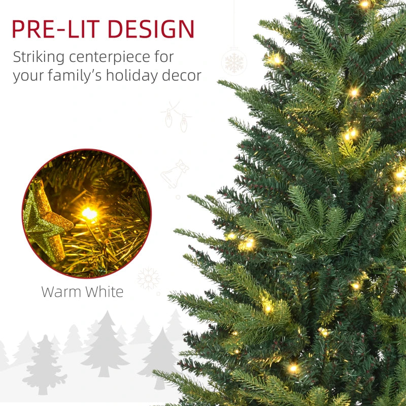 1.2m Pre-Lit Christmas Tree Entrance Décor - 4ft Xmas Tree with 750 Tips & 80 LED Lights in Vase Base