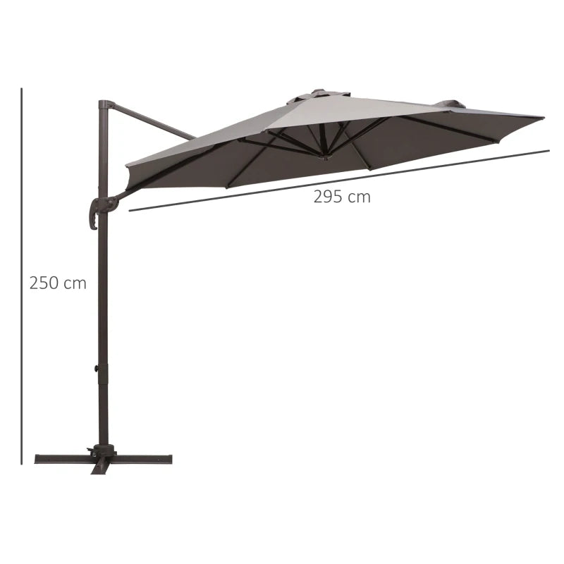 3m Grey Cantilever Garden Parasol
