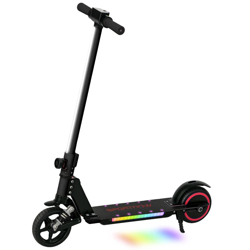 Folding Electric Scooter for Kids with Dual Brakes Front Suspension and LED Lights Black