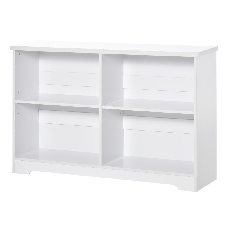 Stylish 2-Tier Wooden Cube Bookcase - Freestanding Open Storage Shelving Unit for Home Office & Living Room, White, 118x29x76cm