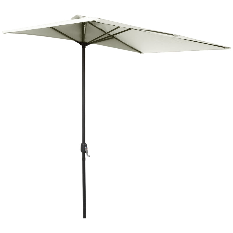 Beige Half Round Balcony Parasol with Crank Handle (2.3m) - Base Not Included