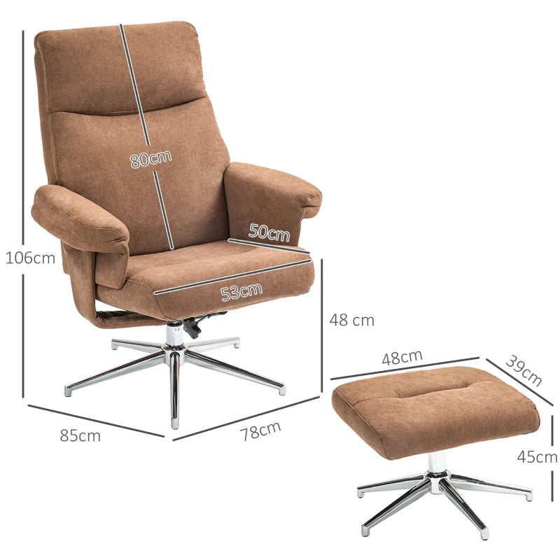 Velvet Recliner Chair with Ottoman in Light Brown - Comfortable and Stylish Seating Solution
