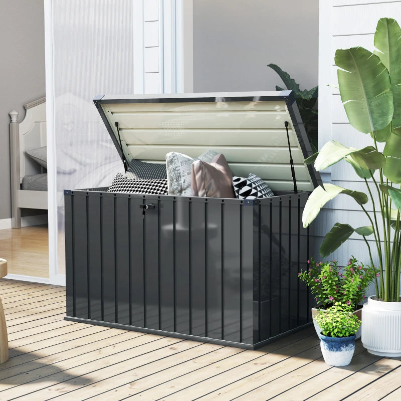 400L Galvanised Steel Outdoor Garden Storage Box for Tools and Equipment
