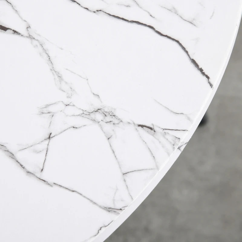 Modern Round Dining Table - White Bistro Table with Metal Base for Kitchen & Dining Room - Stylish Leisure Furniture