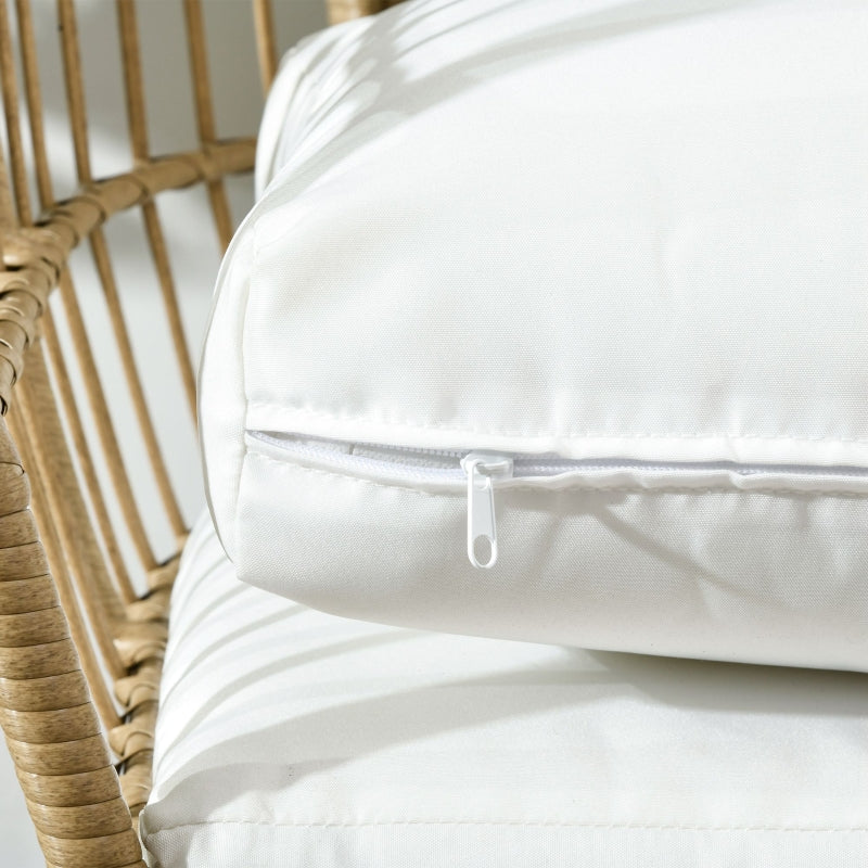 Khaki Rattan Teardrop Egg Chair with Padded Cushions