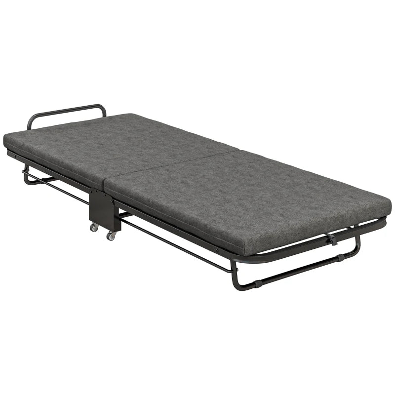 Portable Folding Bed for Guests Lightweight Compact Design Easy Storage Grey Color