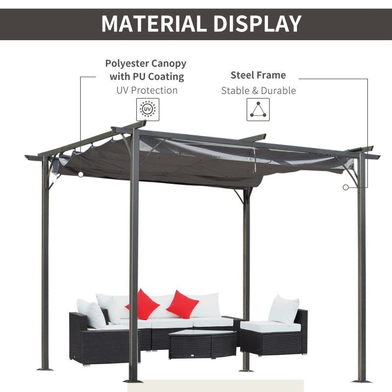3m x 3m Metal Patio Gazebo With Grey Canopy