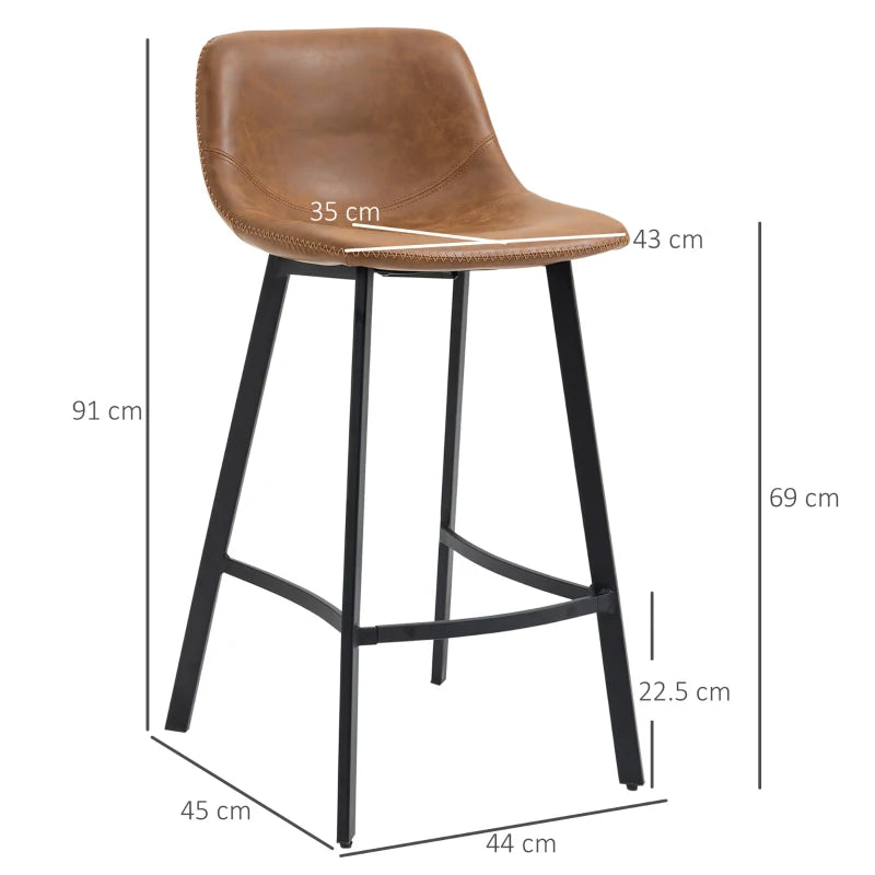 HOMCM Set of 2 Kitchen Stools - 97cm Height, Sturdy Brown Design for Dining & Bar Use