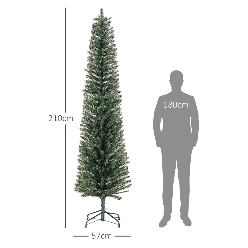 7ft Artificial Green Pencil Christmas Tree - Slim Design for Holiday Decor, Easy Assembly, Perfect for Small Spaces