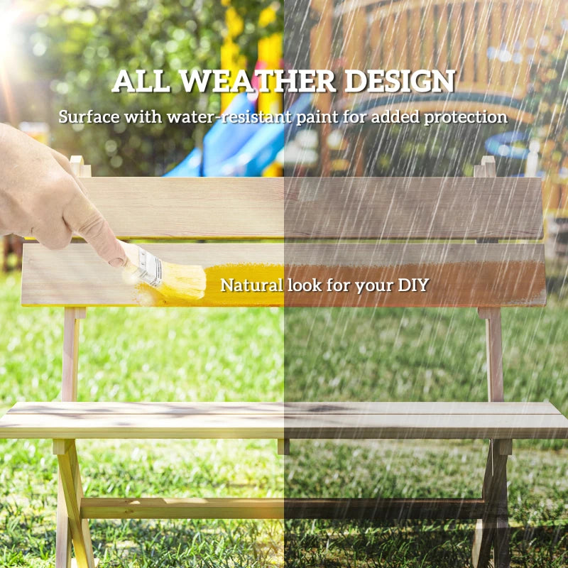 2 Seater Wooden Garden Bench - Natural Fir Wood Outdoor Loveseat with Slatted Seat, Sloping Back, and Wide Feet for Patio and Park