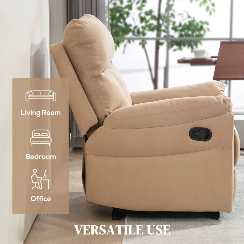 Light Brown Manual Reclining Armchair with Footrest - 140° Comfort for Your Living Room