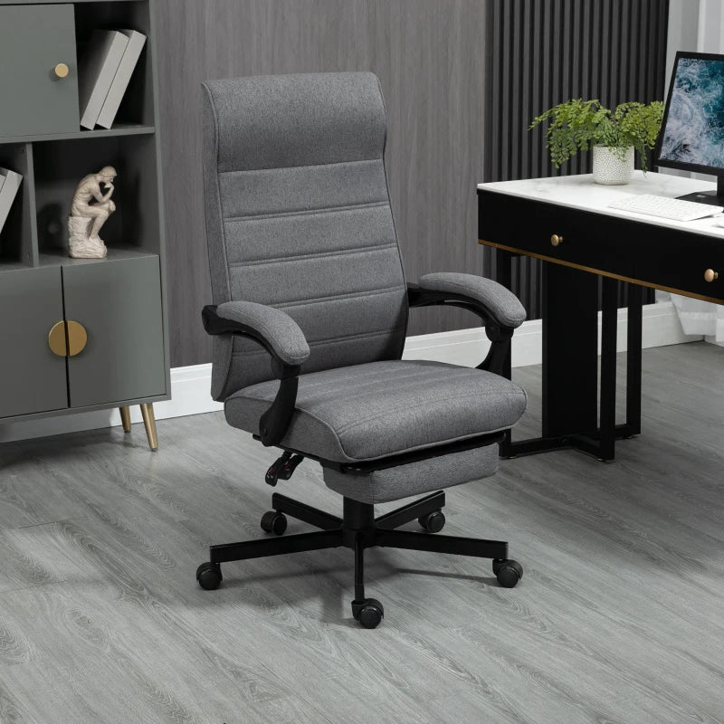 Vinsetto Grey Fabric Office Chair - Adjustable Height Swivel Desk Chair with Rolling Wheels for Home Office & Study