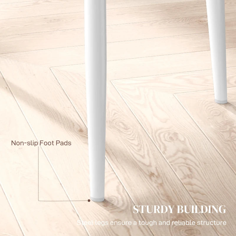 Set of 6 Modern White Faux Leather Dining Chairs - Stylish, Comfortable, Easy to Clean, Perfect for Home or Office