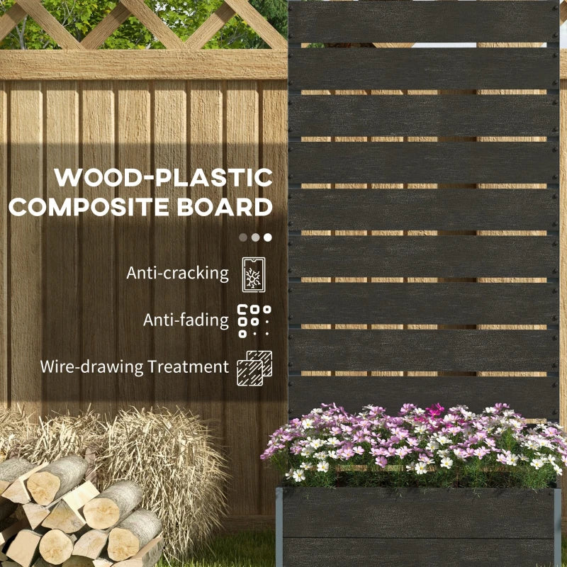 34 x 69.5cm Black Garden Planter Box with Back Trellis