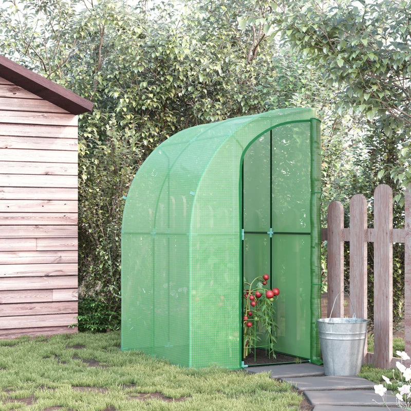 Green Walk-In Wall Tunnel Greenhouse with Zippered Door - 143x118x212cm