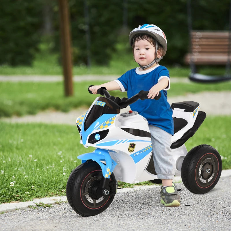 Kids Ride-On Police Bike - 3-Wheel Toddler Vehicle with Music & Lights, Safe Seat & Handlebars, Fun Learning for Ages 18-36 Months - Blue