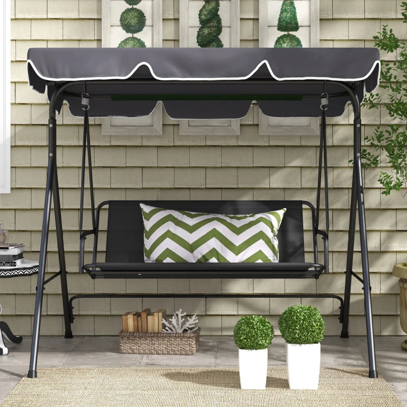 Black Garden Swing Seat Cover for 2-3 Seater Bench, 115x45x45cm