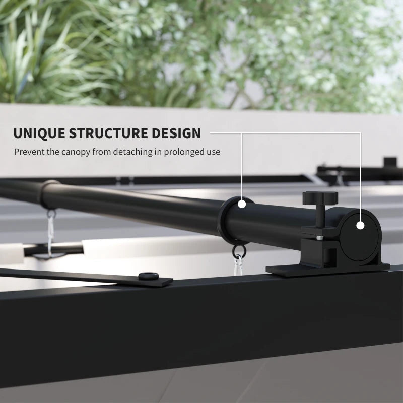 Grey 3m x 3m Retractable Garden Pergola with Magnetic Fixture