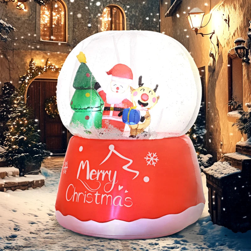 5.5ft Inflatable Snow Globe Christmas Decoration - Festive Holiday Yard Decor for Outdoor Winter Wonderland Display