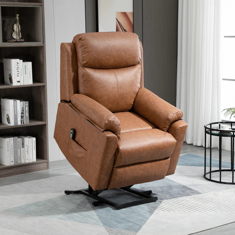 Brown Faux Leather 70° Electric Riser Recliner Chair for Ultimate Comfort and Support