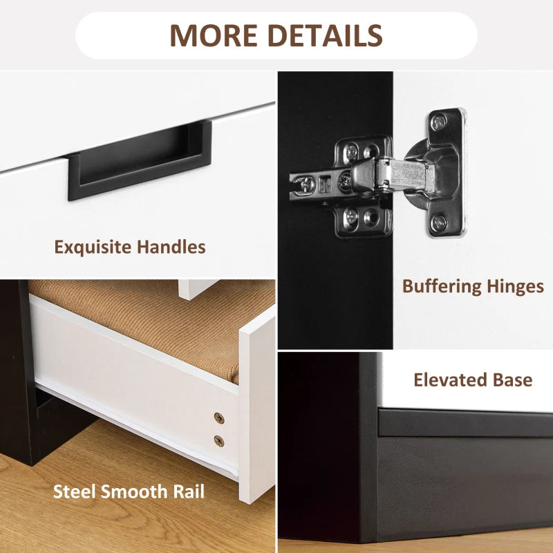 Modern Black 2 Door Wardrobe with 3 Drawers and Hanging Rod for Bedroom Storage