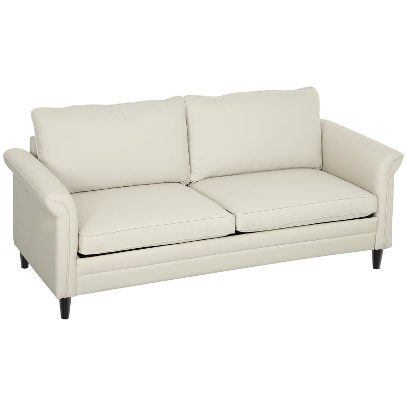 Modern 3-Seater Fabric Sofa with Spring Cushions and Rubber Wood Legs for Living Room or Bedroom