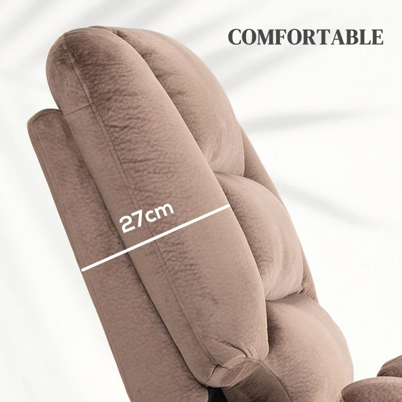 Velvet Electric Lift and Recline Massage Armchair with Remote Control in Brown