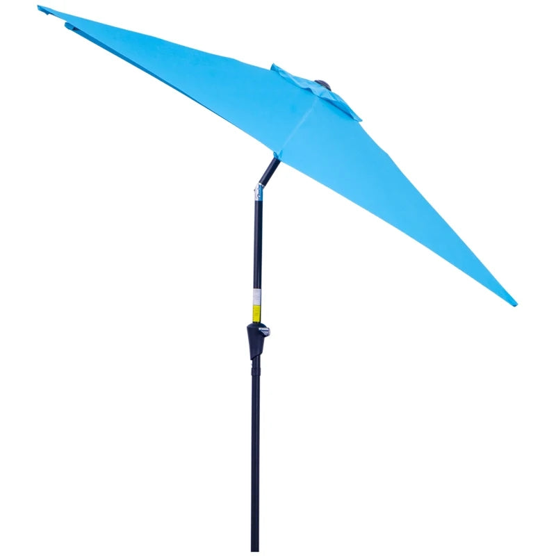 Blue 2.7M Tilt Crank Garden Parasol Umbrella