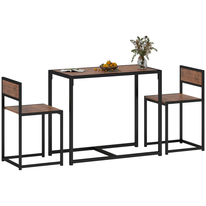 Compact Dining Table and Chairs Set for Small Spaces - Rectangular Steel Frame with Natural Finish - Ideal for Kitchens