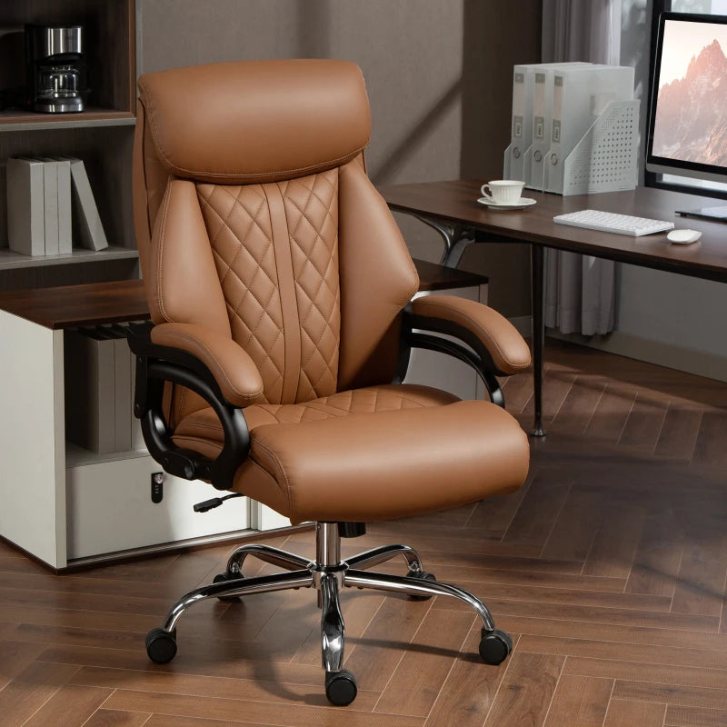 Light Brown Spring Padded Faux Leather Office Chair - Ergonomic Design for Comfort and Style in Home or Office