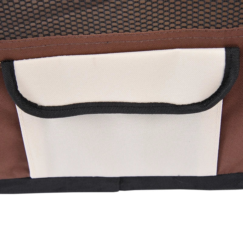 Portable Cat Dog Playpen - Indoor Outdoor Pet Pen for Puppies, Rabbits & Guinea Pigs - 90cm Diameter, 41cm Height, Brown