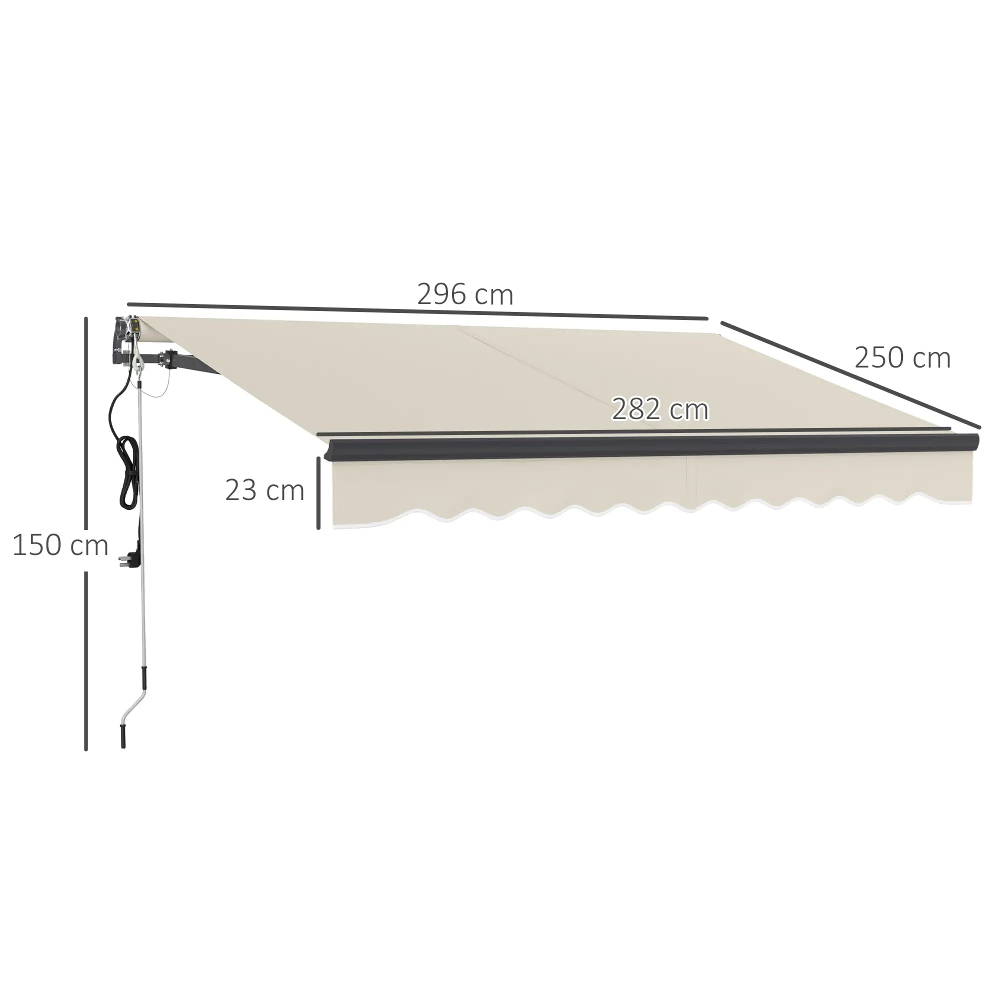 2.5m x 3m Electric/Manual Awning With Remote Controller - Beige