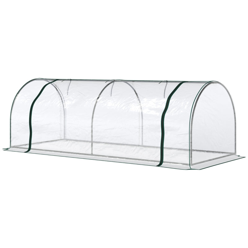 Green Steel Frame PVC Tunnel Greenhouse for Garden, 250x100x80cm