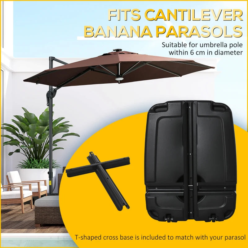 Black Portable Water and Sand Filled Parasol Base - Up to 100kg