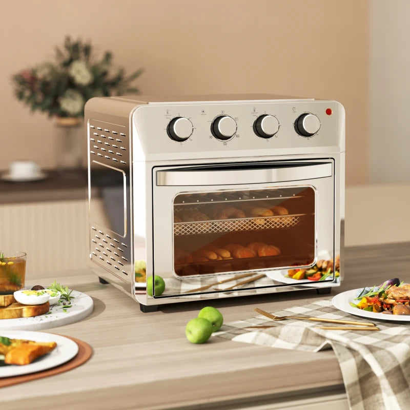 24L Air Fryer Oven - Oil-Free Cooking, Grill & Bake, Touch Screen, Adjustable Temp, Timer, 1600W, Dishwasher Safe, Silver