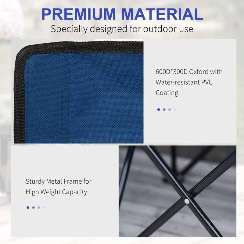 6 Seater Portable Folding Camping Chair with Cup Holder and Carry Bag Blue