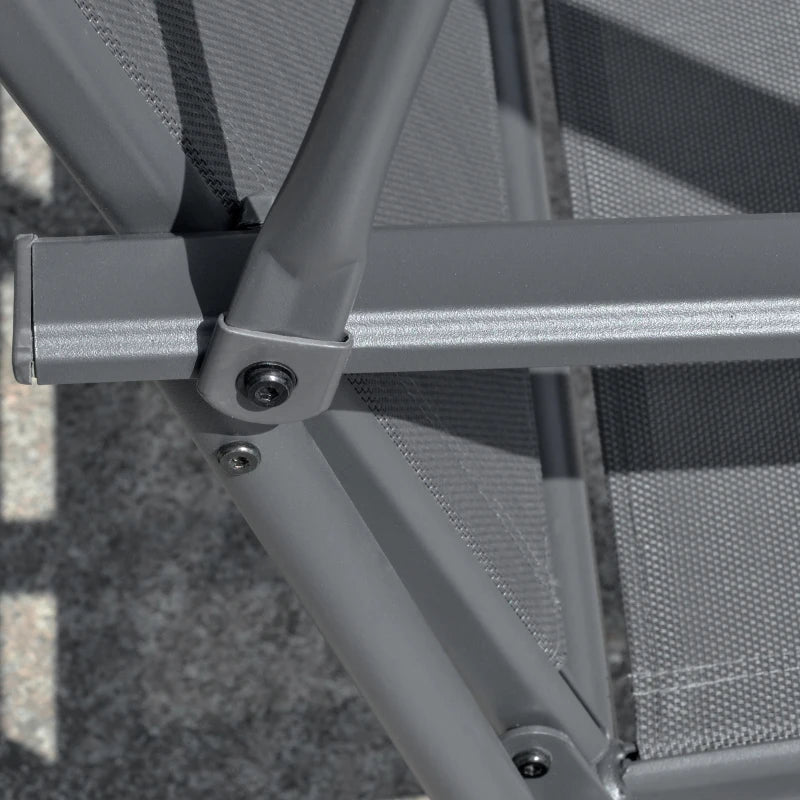 2 Seater Dark Grey Garden Swing Bench - Outdoor Canopy Swing Bench with Adjustable Shade, Metal Frame and Texteline Seat