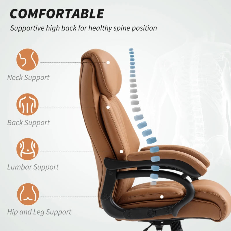 Light Brown Spring Padded Faux Leather Office Chair - Ergonomic Design for Comfort and Style in Home or Office