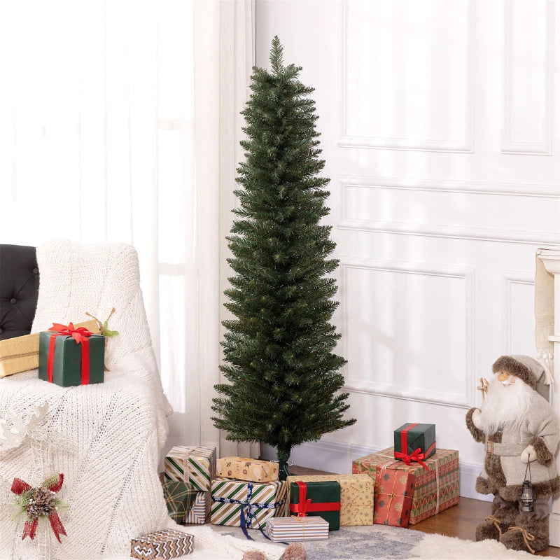 5ft Artificial Green Pencil Christmas Tree - Slim Design for Holiday Decor, Easy Setup, Perfect for Small Spaces