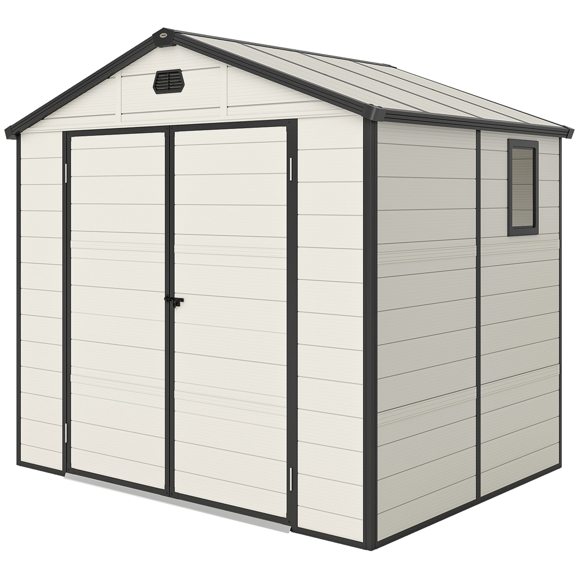 Cream White 7.9ft x 6.2ft Aluminium Frame and Plastic Walled Shed