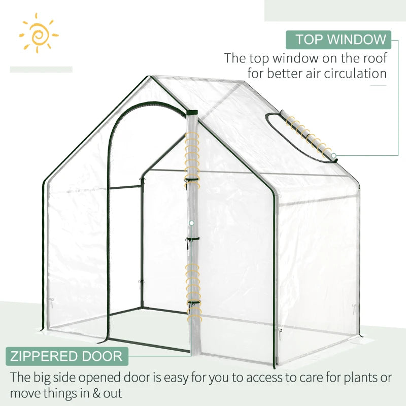 Greenhouse Garden Planter with Zipped Door & Window - White