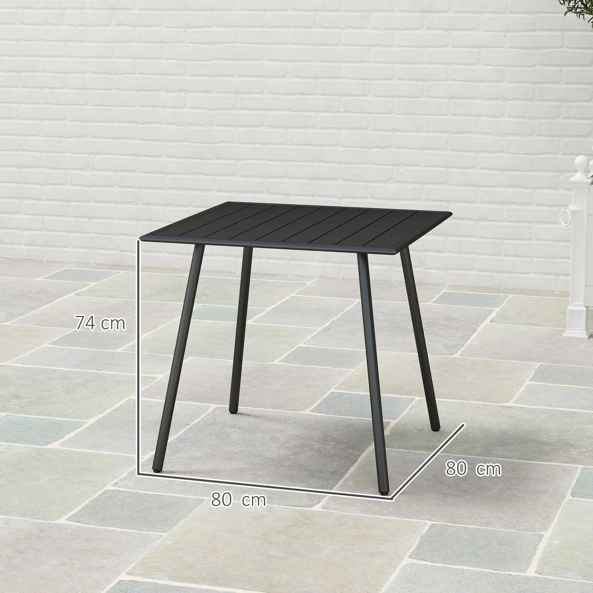 Black Square Garden Table with Slat Top